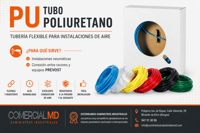 Lee más sobre el artículo Tubo poliuretano PREVOST para instalaciones neumáticas: flexibilidad y rendimiento industrial con Comercial MD