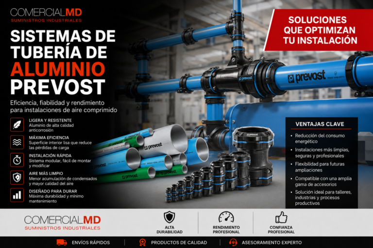 Lee más sobre el artículo Sistemas de tubería de aluminio PREVOST: eficiencia, orden y rendimiento en instalaciones de aire comprimido