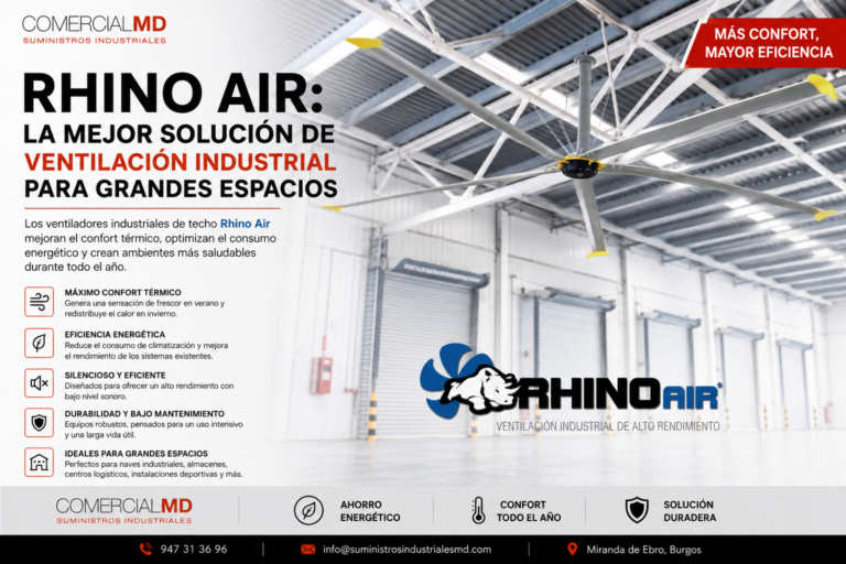 Lee más sobre el artículo Rhino Air: ¿Por qué los ventiladores industriales de techo son la mejor solución para grandes espacios?
