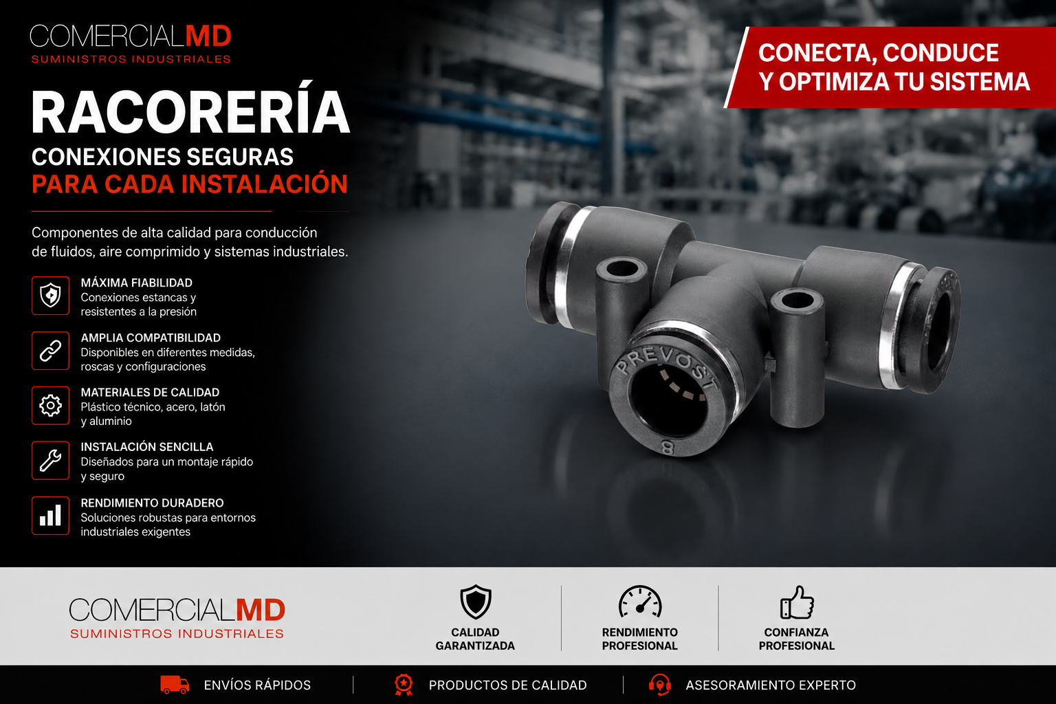 Lee más sobre el artículo Racorería industrial PREVOST: la importancia de elegir el conector adecuado en cada instalación