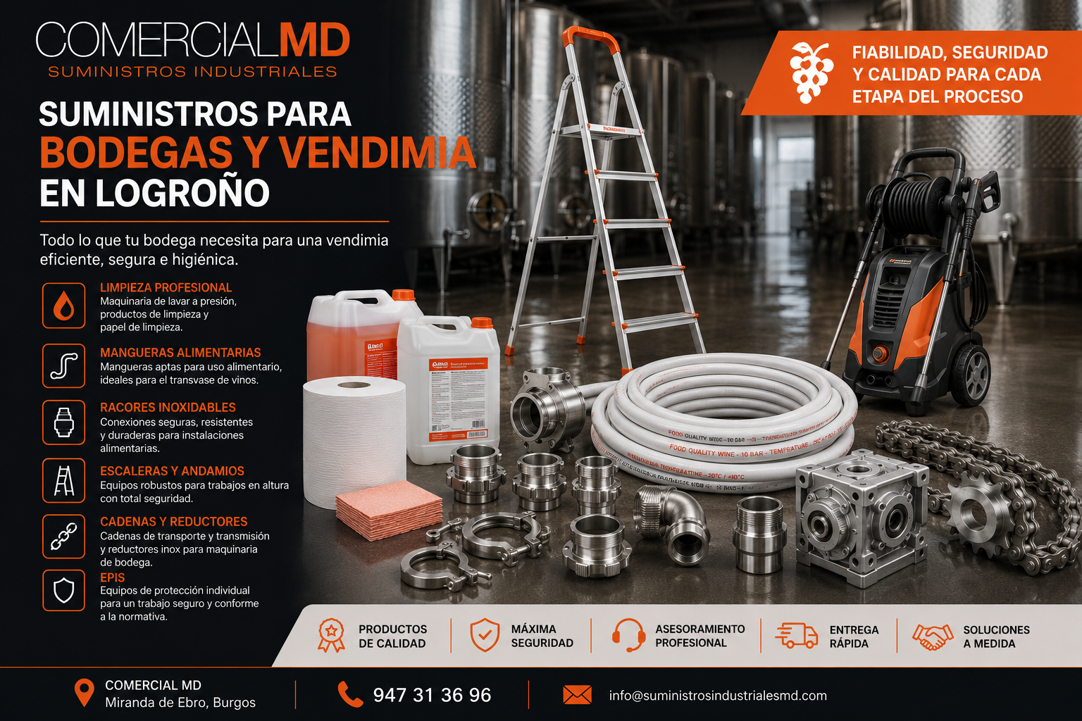Lee más sobre el artículo Suministros para bodegas y vendimia en Logroño: equipos y materiales que marcan la diferencia en cada campaña